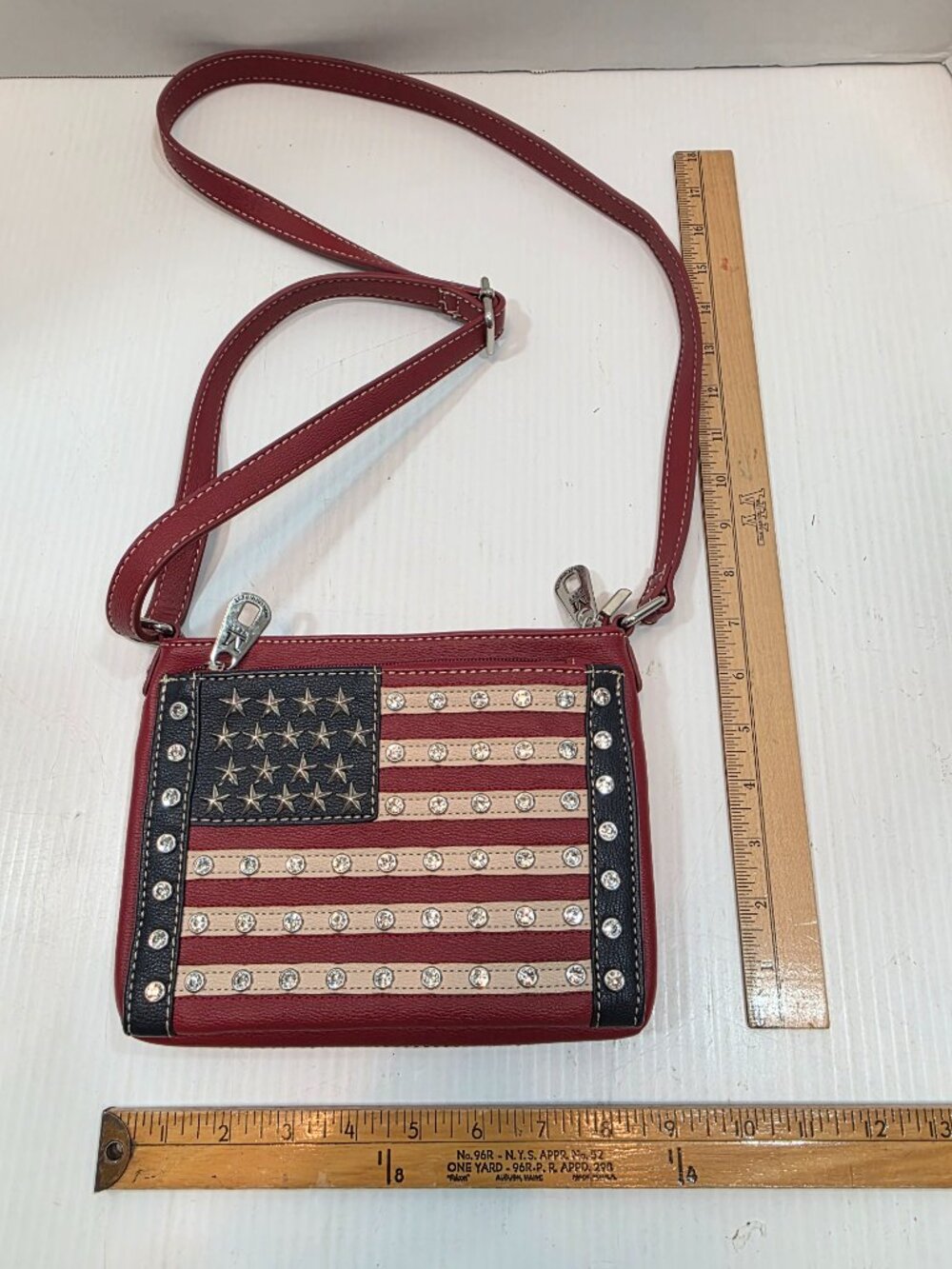 Montana West American Flag Crossbody Bag Rhinestones - Picture 10 of 10